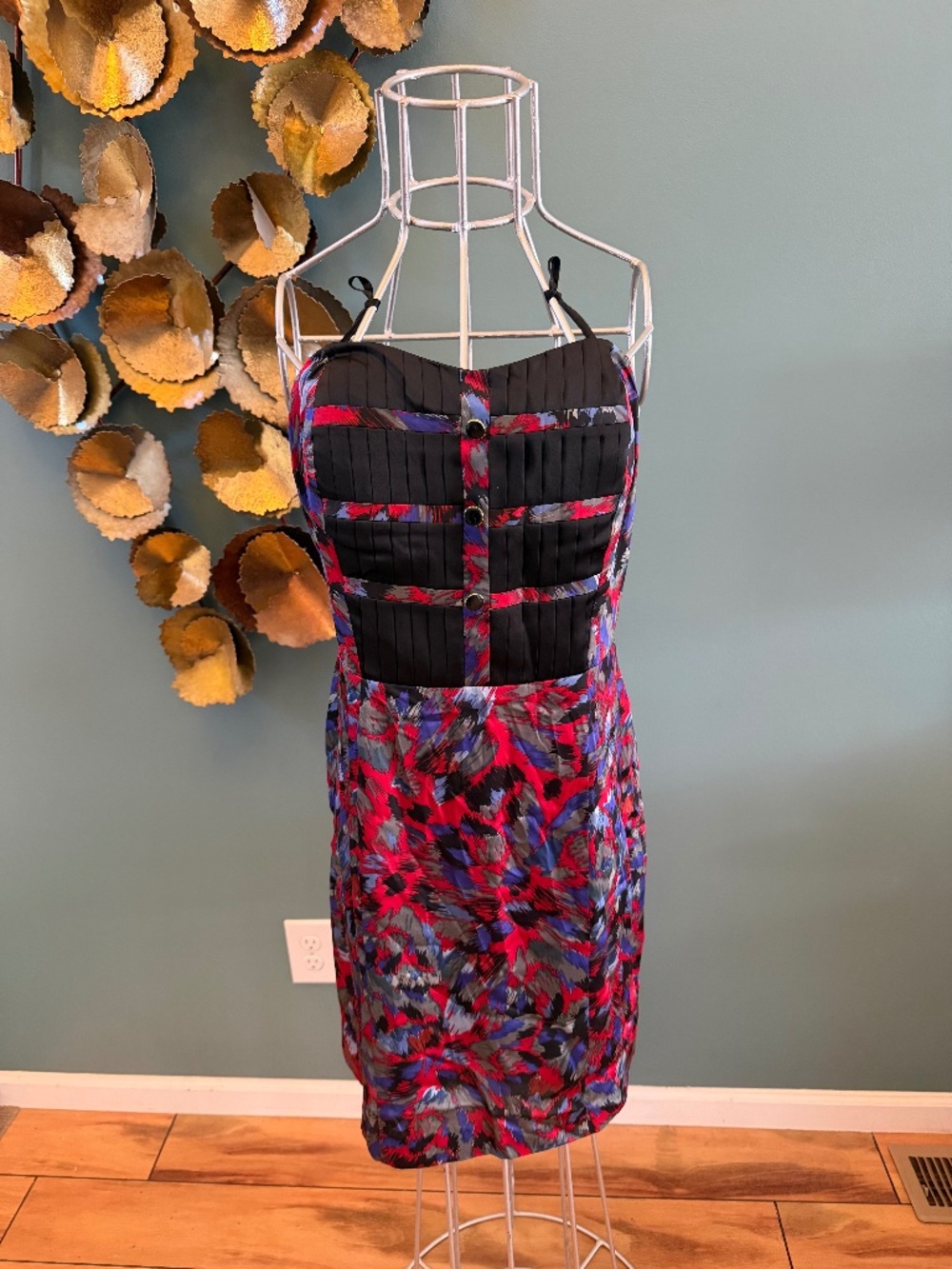 BCBG Retro print strapless dress